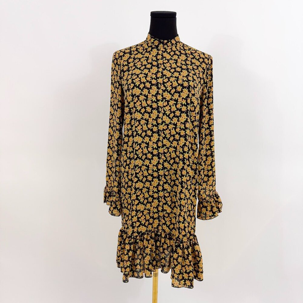 SCOTCH & SODA FLORAL PRINT RUFFLE MIDI DRESS SIZE SMALL / X SMALL